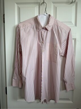 Loft Relaxed Fit Pink Striped Button-Up Shirt